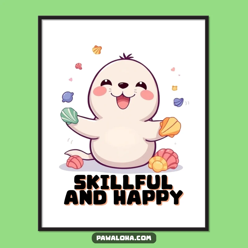 Funny Juggling Seal Poster - Playful Marine Wall Art Gift!