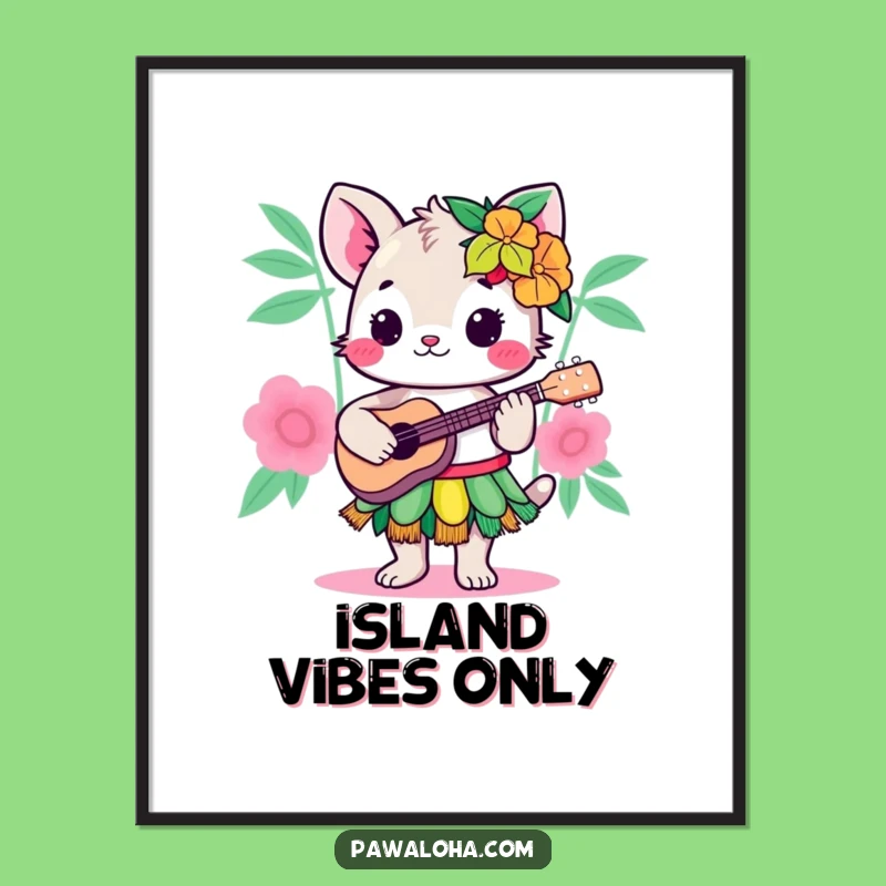 Funny Kawaii Hula Animal Poster: Brighten Your Walls with This Hilarious Tropical Art