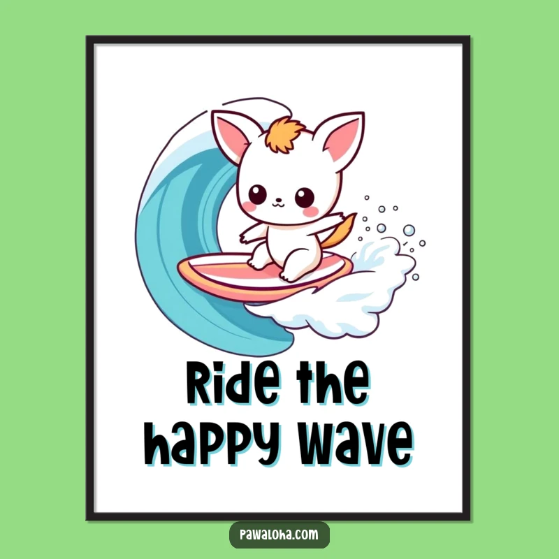 Funny Kawaii Surfer Animal Poster: Hang This Hilarious Wave Rider Art