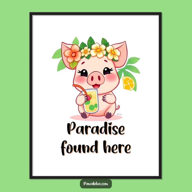 Funny Pig Tropical Poster: Hilarious Wall Art for a Cheerful Vibe