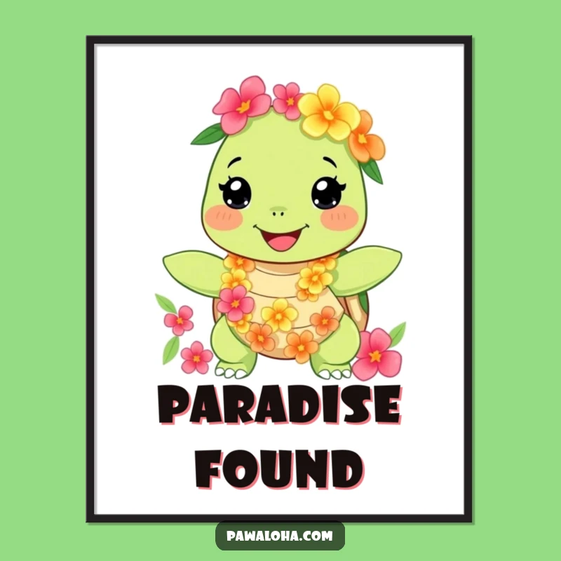 Funny Turtle Poster, Tropical Wall Art for a Humorous Escape