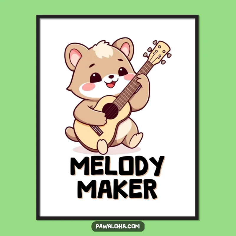 Funny Ukulele Animal Poster - Happy Music Wall Art Decor