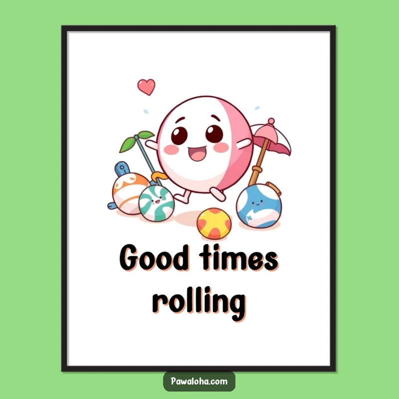 Funny Beach Ball Poster: Playful Toy Character Art for Summer Wall Decor
