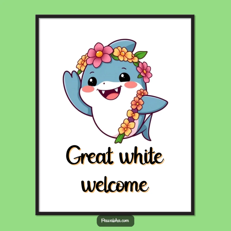 Funny Shark Aloha Poster: Hilarious Wall Art for a Tropical Vibe