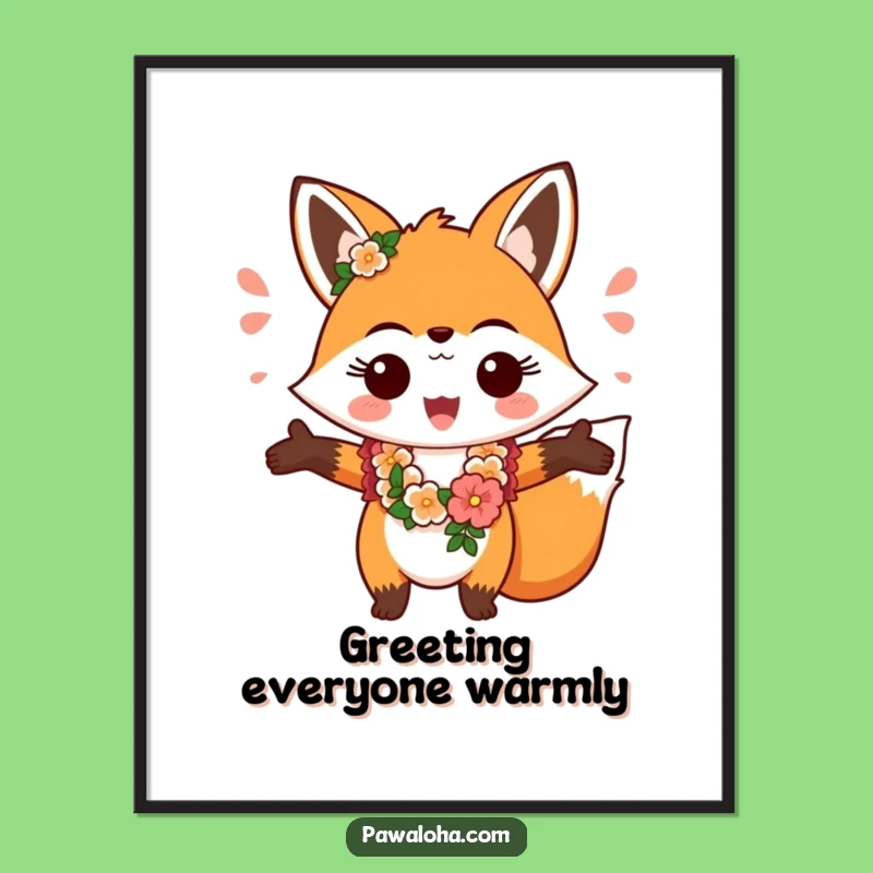 Funny Fox Aloha Poster: Cheerful Greeting Art Print Gift
