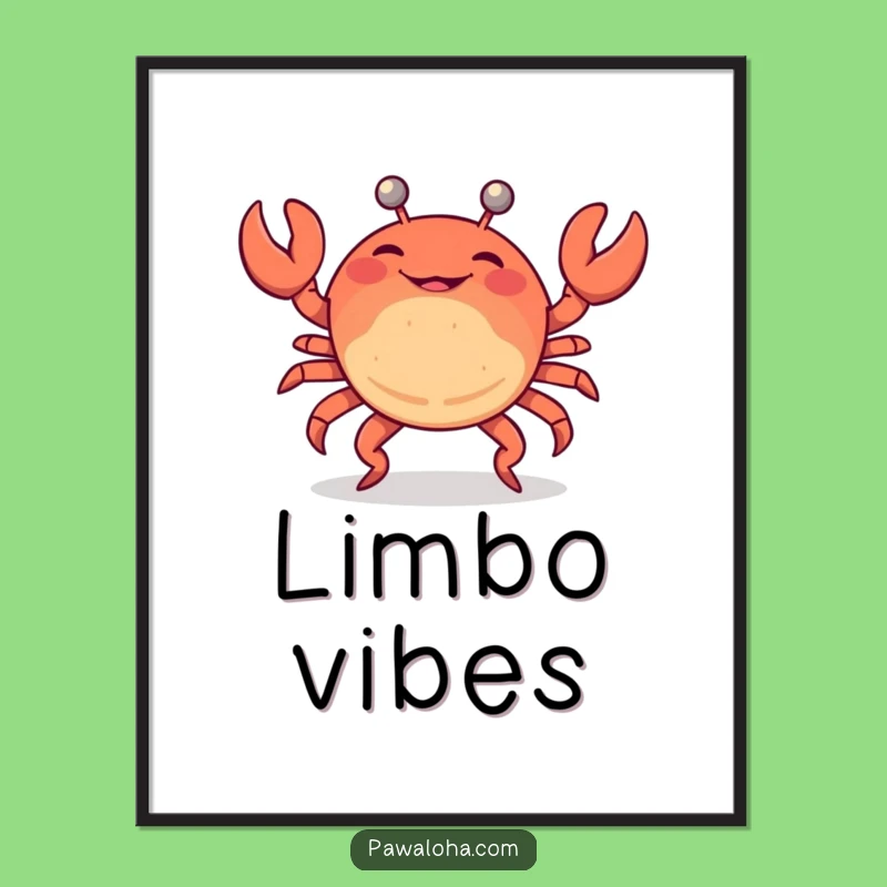 Funny Crab Limbo Poster: Beach Party Art for Lively Spaces