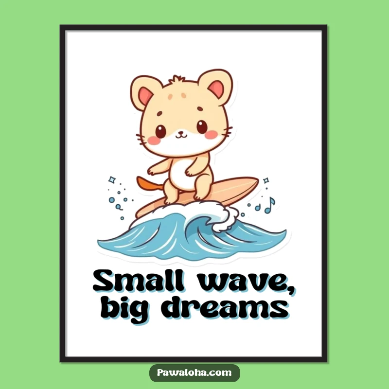 Funny Surfing Animal Poster - Artistic Wave Rider Decor Gift