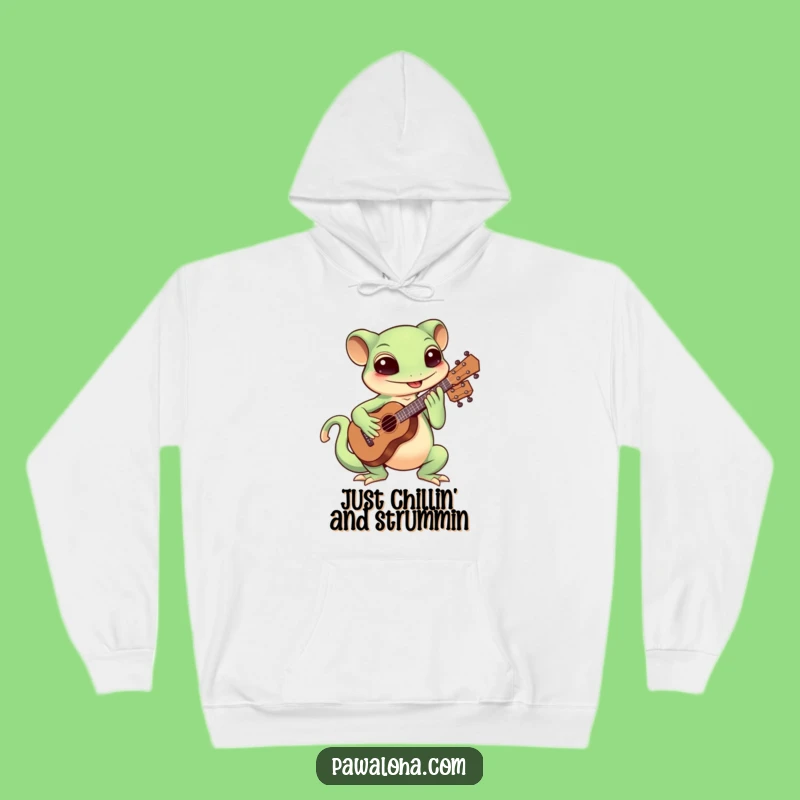Cozy Funny Kawaii Gecko Ukulele Hoodie: Warm Musical Gift