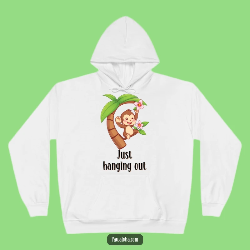 Cozy Funny Monkey Swinging Hoodie - Tropical Tree Comfort Gift