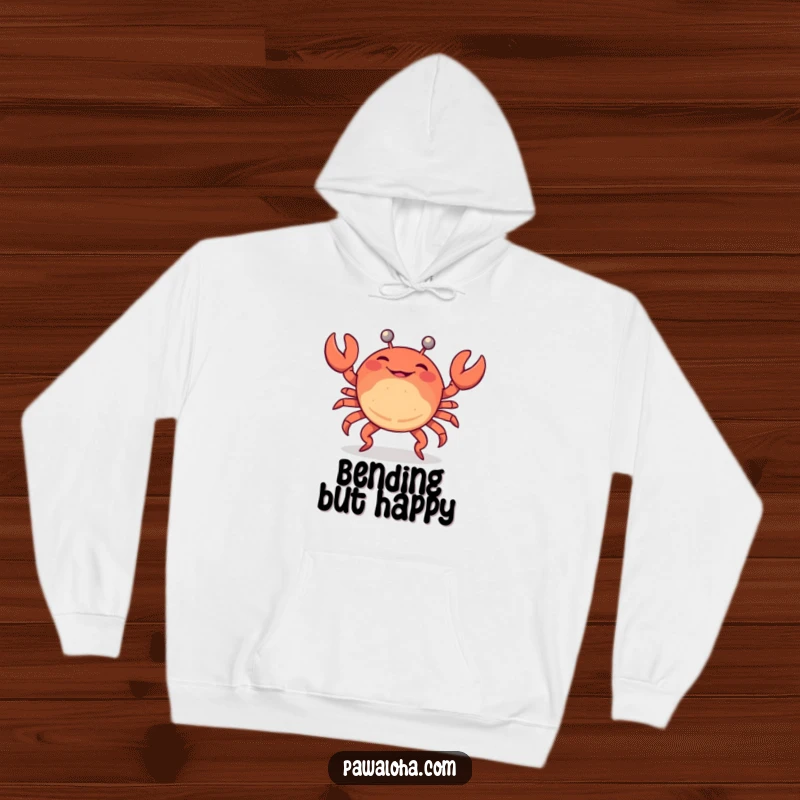 Funny hoodie with a crab doing a limbo dance, offering cozy comfort and a fun, party-ready vibe.