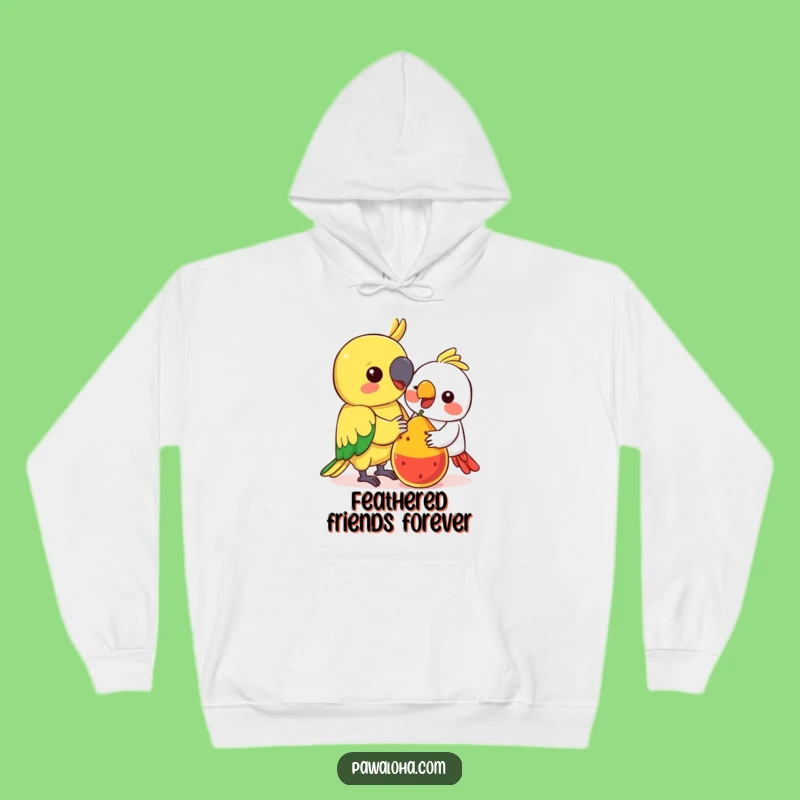 Funny Kawaii Parrot Hoodie: Cozy Fruit Sharing Sweatshirt - Bird Lover Gift