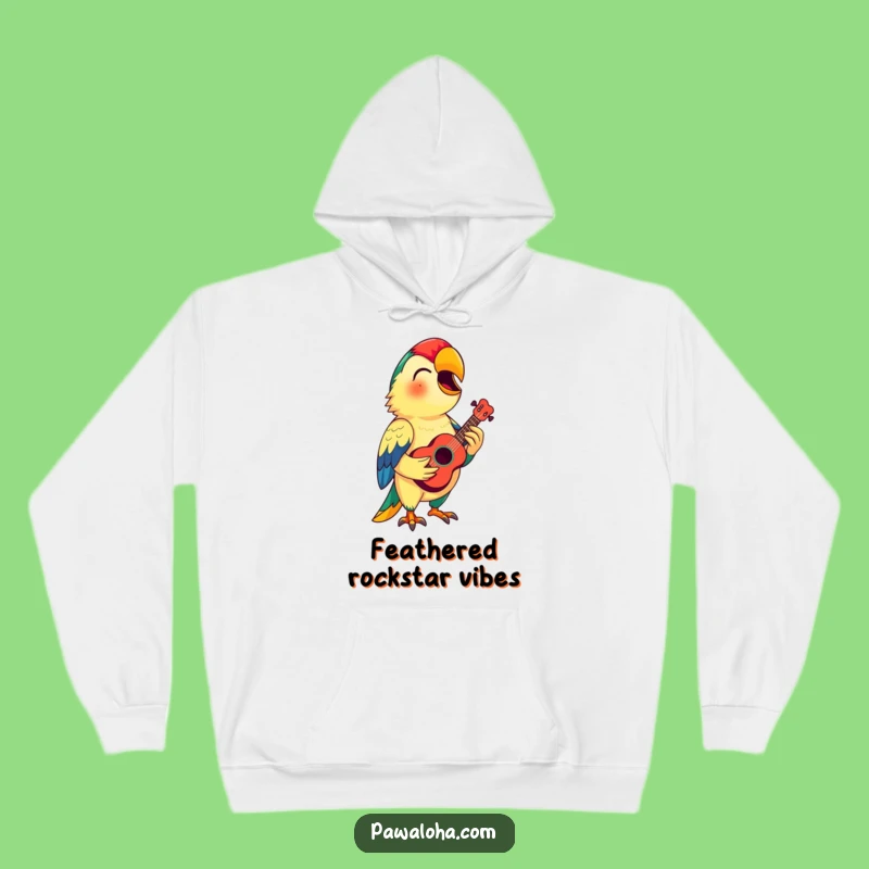 Funny Parrot Ukulele Hoodie: Cozy Tunes, Ultimate Funny Gift!