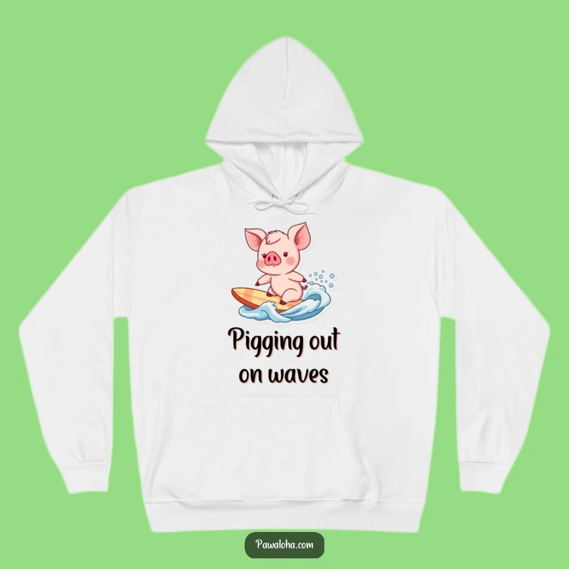 Funny Piglet Surfer Hoodie: Cozy & Hilarious Beach Vibe Gift
