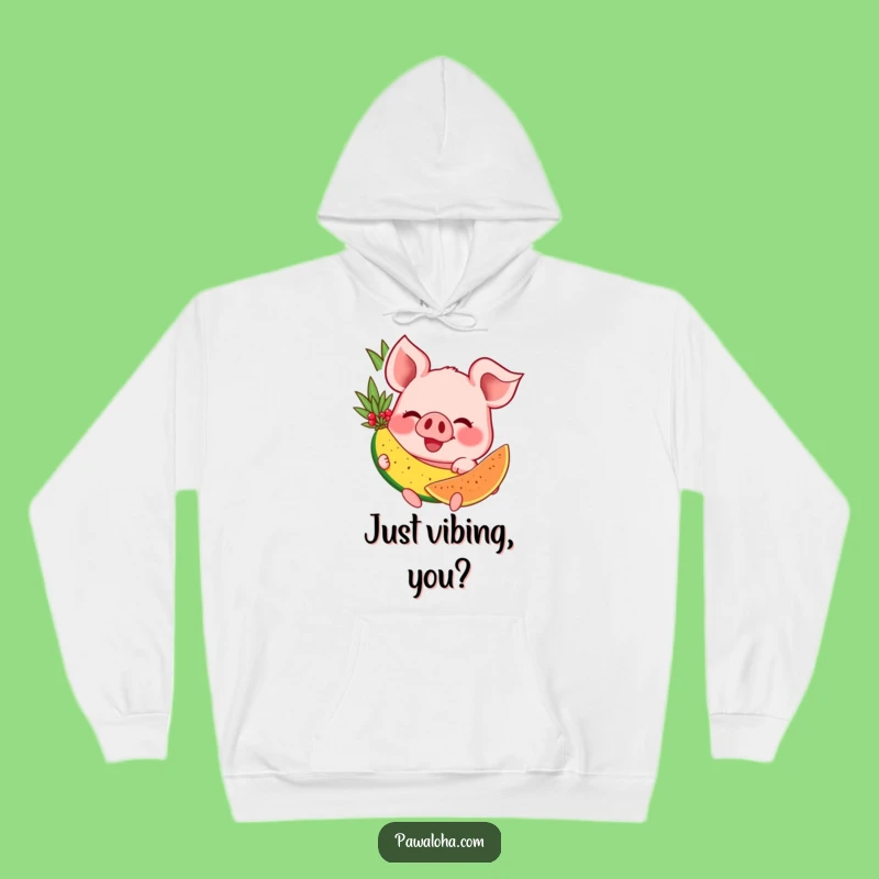 Funny Pig Paradise Hoodie: Cozy Comfort with a Grinning Tropical Fruit Lover, Funny Gift