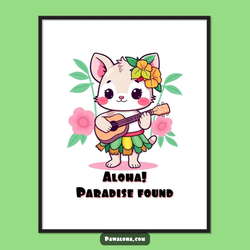 Free Printable Wall Art: Funny Hula Animal Ukulele Island Vibes Downloadable Art