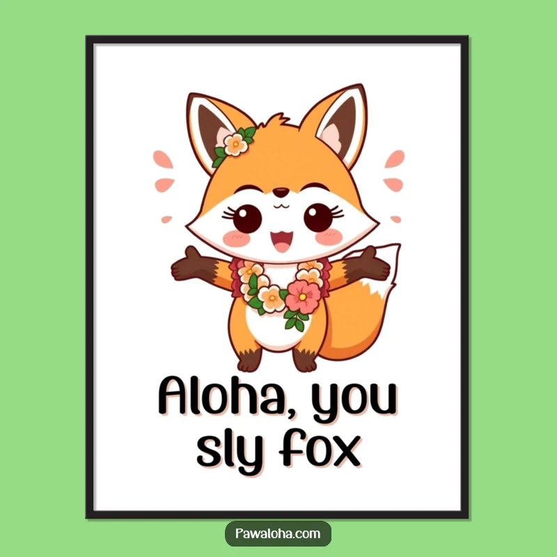 Free Printable Wall Art: Aloha Fox Welcome - Funny Downloadable Tropical Decor!