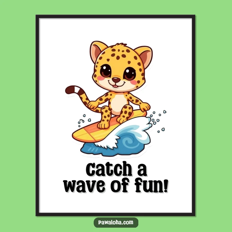 Free Printable Wall Art: Funny Cheetah Surfing Wave