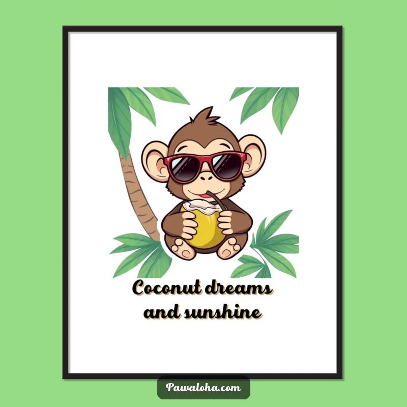 Funny Free Printable Wall Art: Cool Monkey Vibes - Downloadable Tropical Art!