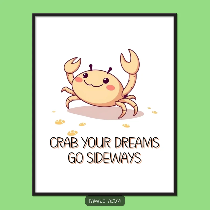 Free Printable Delighted Crab Wall Art - Funny Downloadable Decor for Beach Lovers