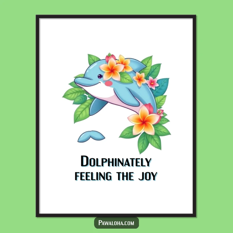 Free Printable Tropical Dolphin Wall Art - Funny Ocean Decor Downloadable