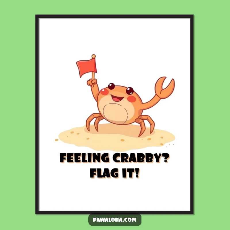 Funny Free Printable Wall Art: Crab's Beach Celebration - Playful Downloadable Decor