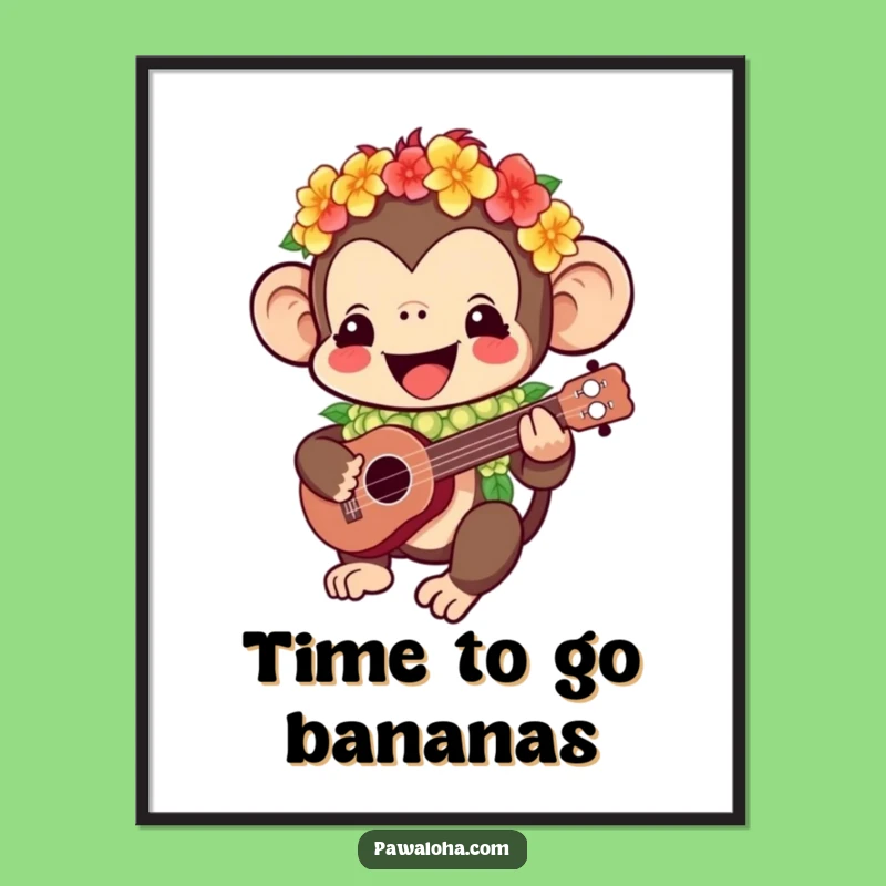 Free Printable Kawaii Monkey Wall Art - Aloha Vibes Funny Downloadable Decor!