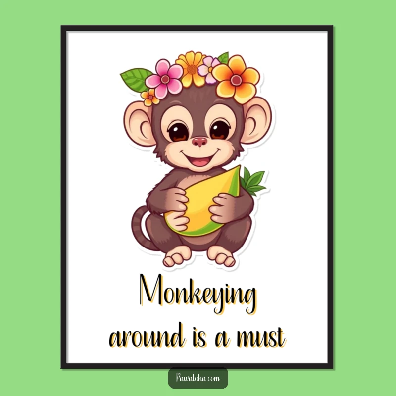Free Printable Monkey Wall Art - Tropical Downloadable Decor for Smiles