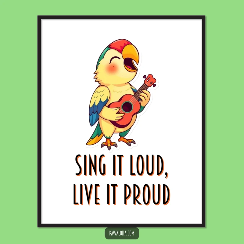 Free Printable Parrot Wall Art: Funny Singing Parrot Decor, Downloadable Art