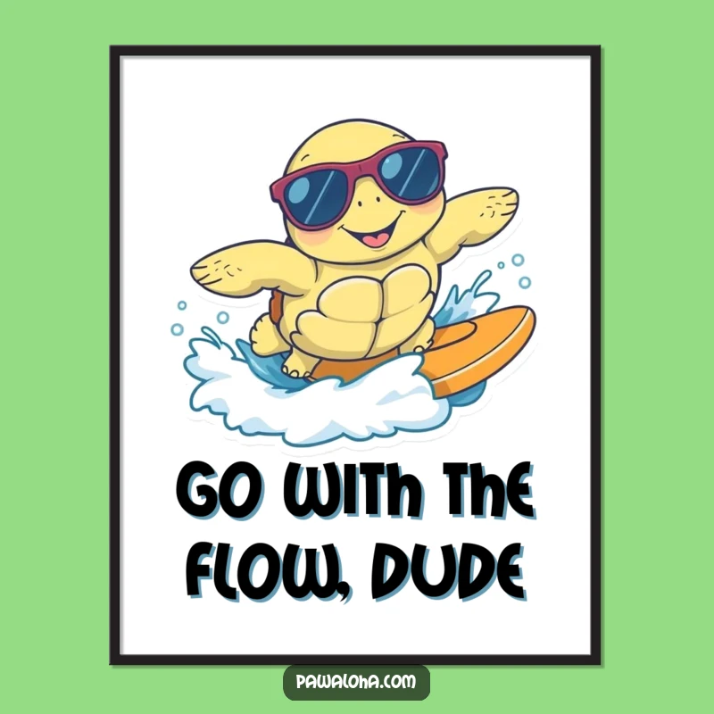 Free Printable Surfing Turtle Wall Art - Cool Downloadable Decor for Vibes