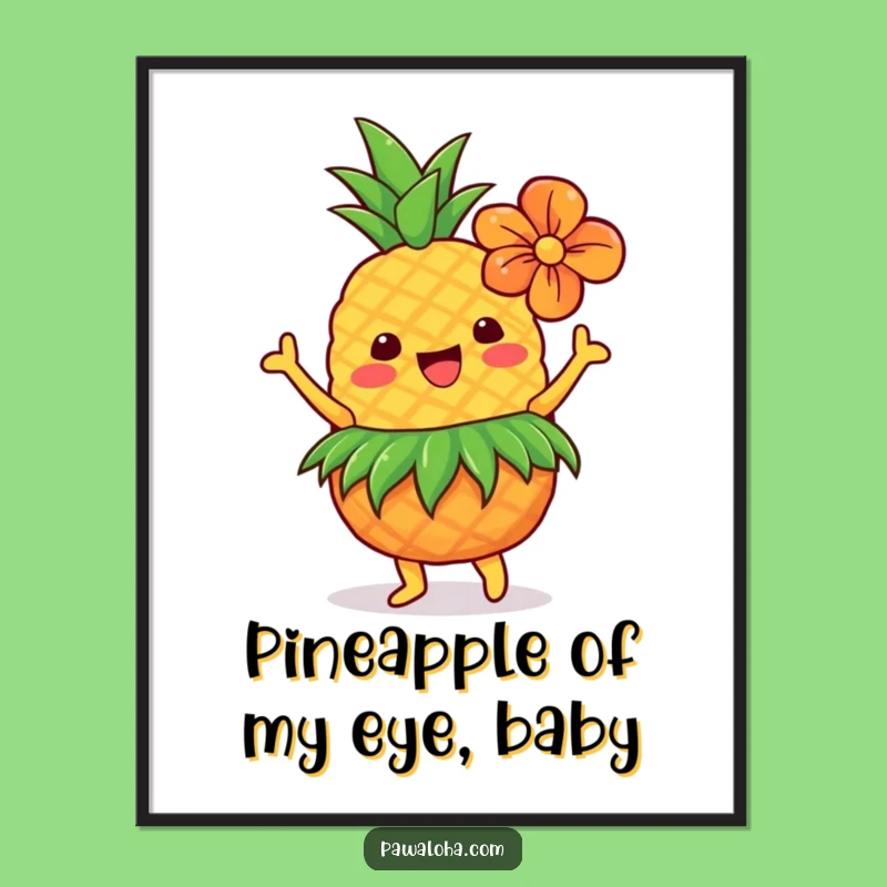 Free Printable Tropical Pineapple Wall Art - Funny Hawaiian Decor Downloadable