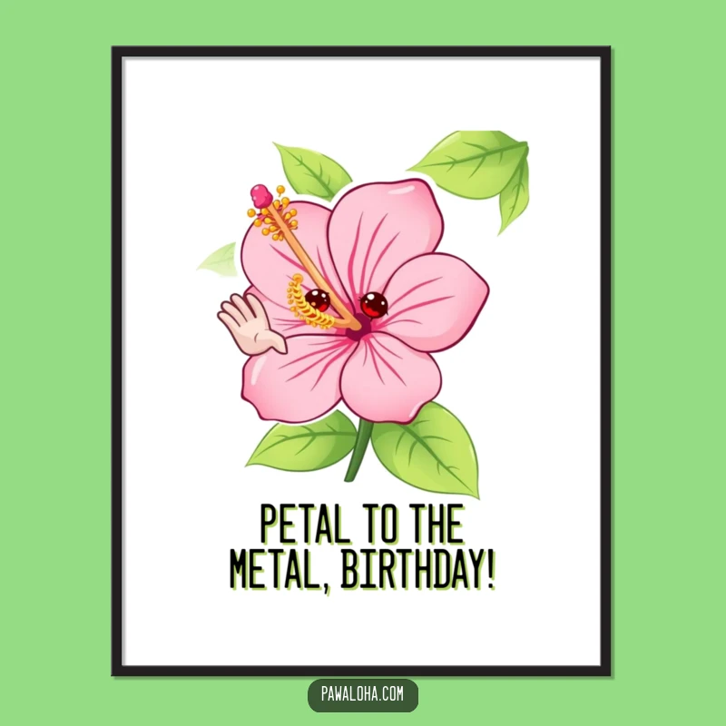 Free Printable Wall Art: Cute Hibiscus Flower Waving Hello, Funny Downloadable Decor, DIY Gift!