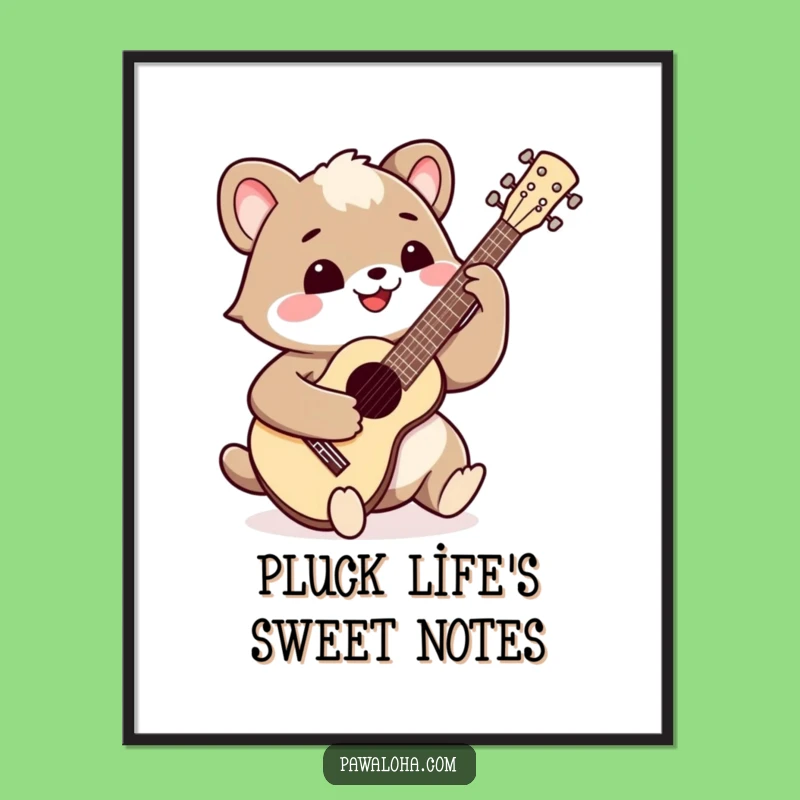 Free Printable Wall Art Funny Happy Ukulele Animal Wide Smile Decor Download