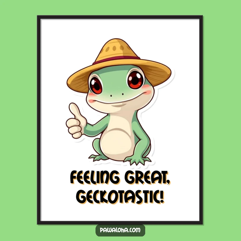 Free Printable Wall Art: Gecko Thumbs Up, Funny Tropical Decor, Downloadable Art, DIY Gift!