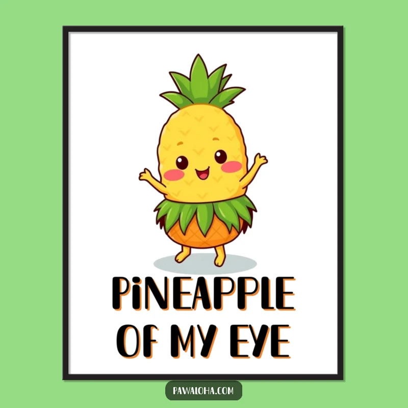 Free Printable Wall Art: Kawaii Pineapple Dancing Tropical Vibe!
