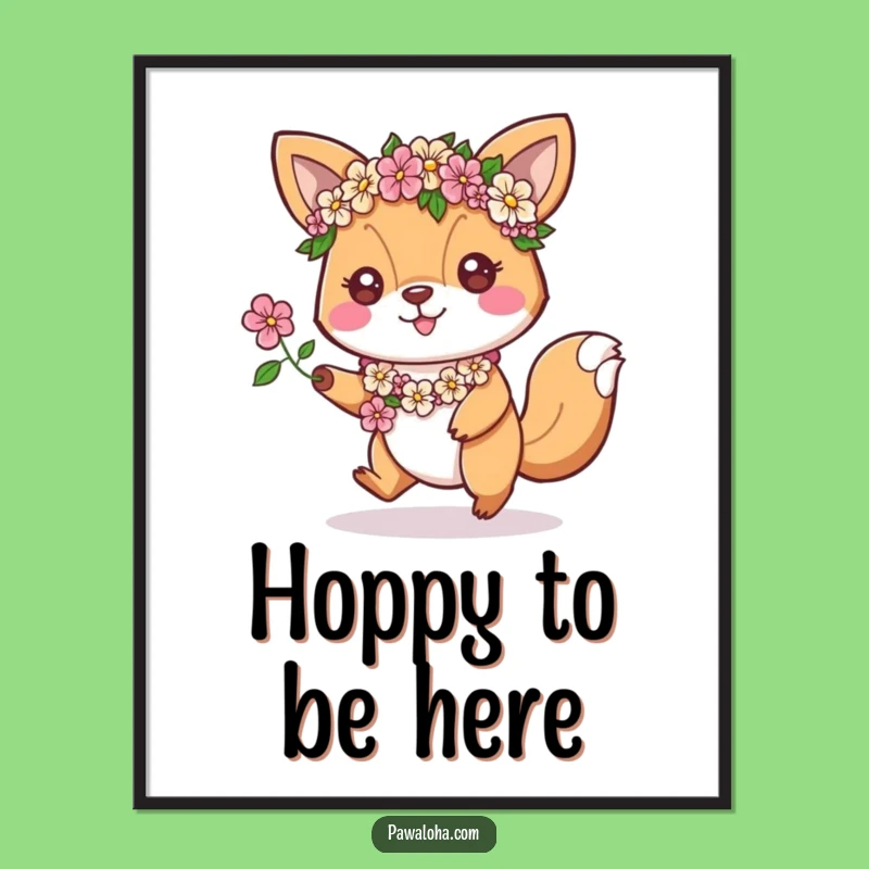 Free Printable Wall Art: Leis & Hopping Animal - Energetic Downloadable Decor & Fun DIY Gift