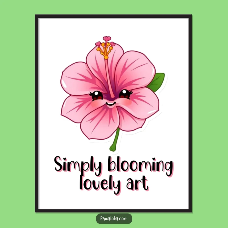 Free Printable Wall Art: Smiling Hibiscus Flower - Funny Downloadable Decor Gift