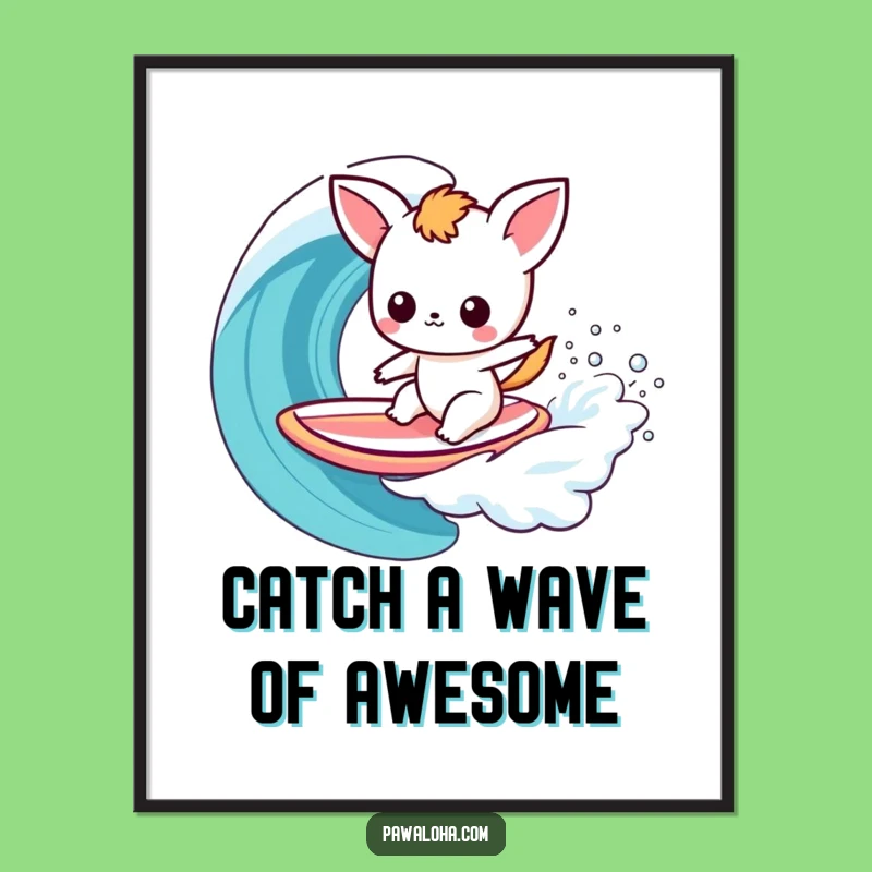 Free Printable Wall Art: Surfing Animal Rainbow Wave Extreme Fun Downloadable Art
