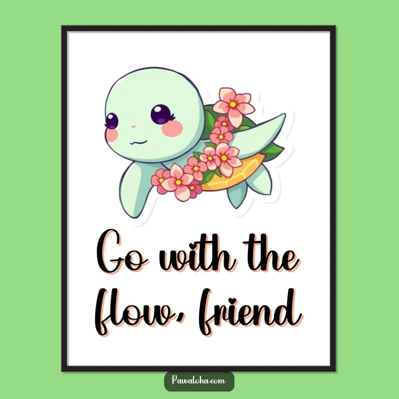 Free Printable Wall Art: Funny Kawaii Turtle Ocean Garland Downloadable Decor