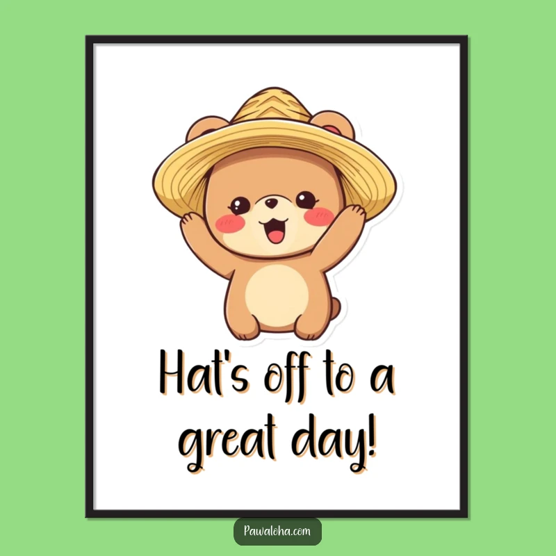 Free Printable Wall Art: Funny Bear with Straw Hat