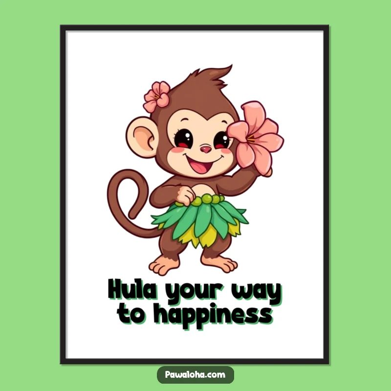 Free Printable Monkey Wall Art: Funny Hula Monkey Decor, Downloadable Art