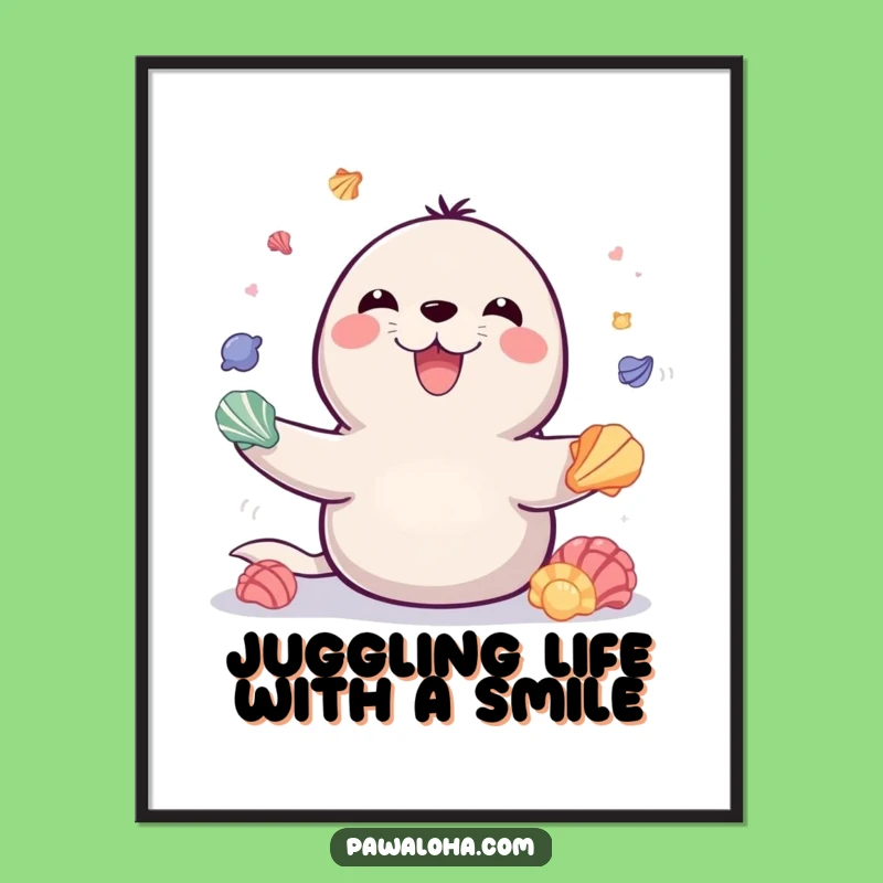 Free Printable Juggling Seal Wall Art - Playful Downloadable Decor for Fun