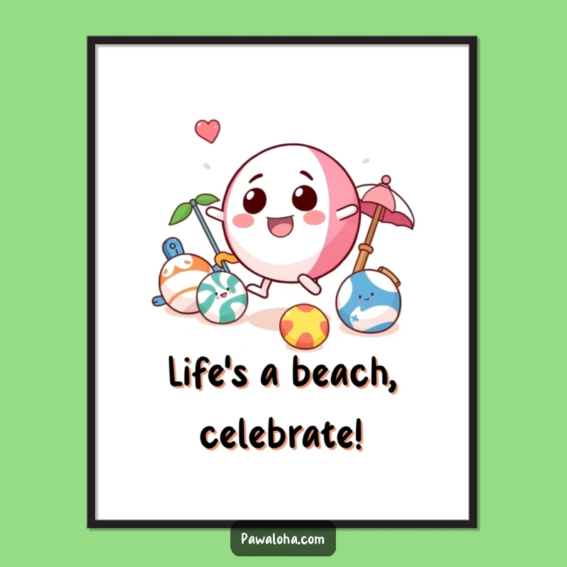 Free Printable Wall Art: Beach Ball & Toys, Funny Summer Vibe, Downloadable Decor, DIY Gift!