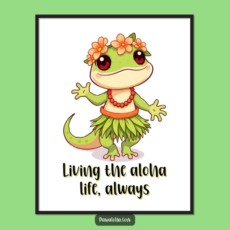 Funny Free Printable Wall Art: Hula Gecko Dancing - Downloadable Art for Your Home!
