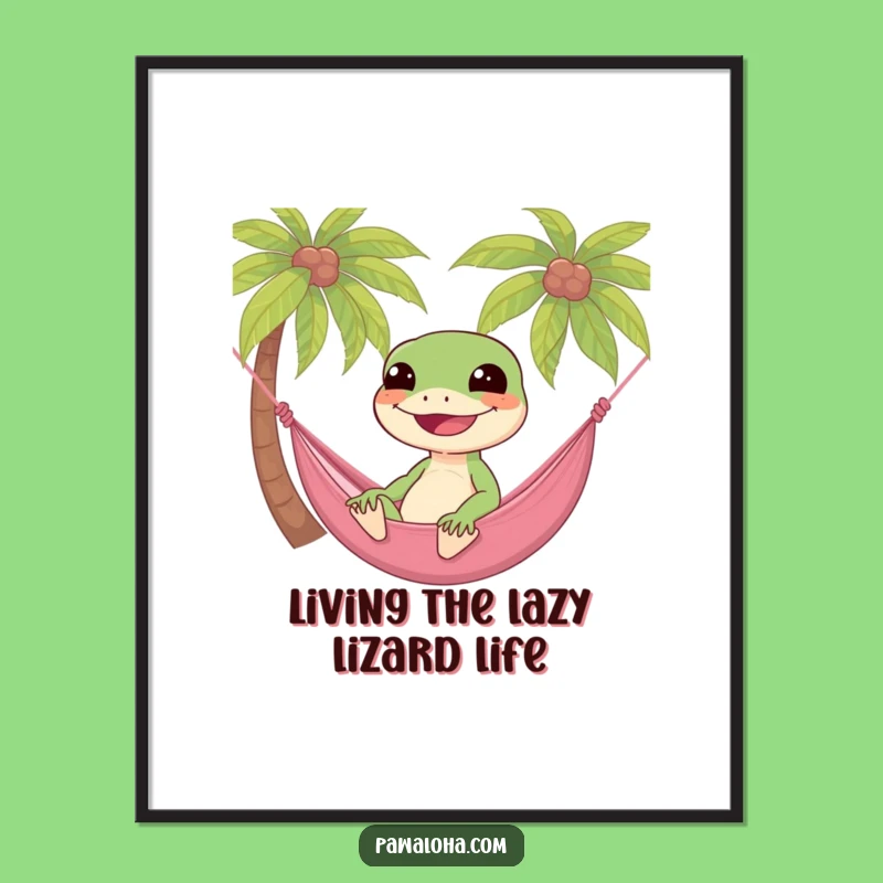 Free Printable Wall Art: Chill Gecko Hammock Vibes - Funny Downloadable Decor!