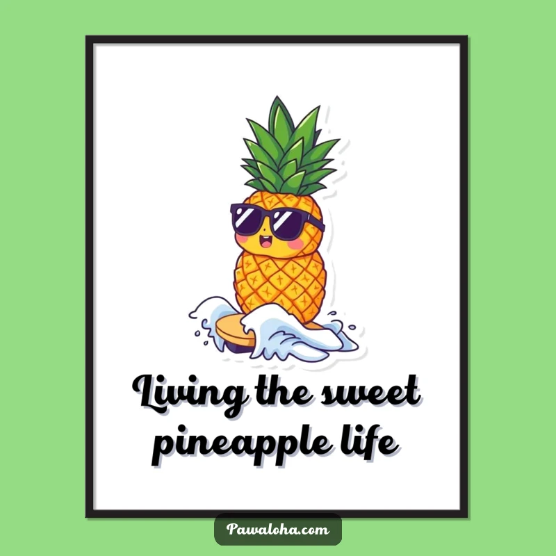 Funny Free Printable Wall Art: Pineapple Surfer Cool Vibes, Hilarious Downloadable Decor!