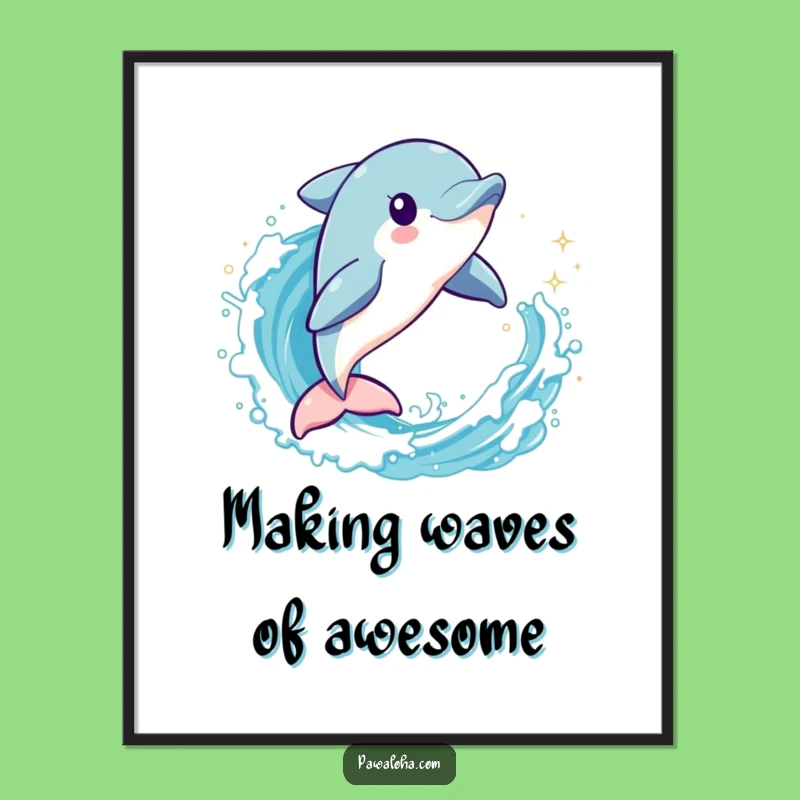 Free Printable Dolphin Wave Wall Art - Playful Leaping Dolphin, Funny Downloadable Decor for Coastal Vibes!