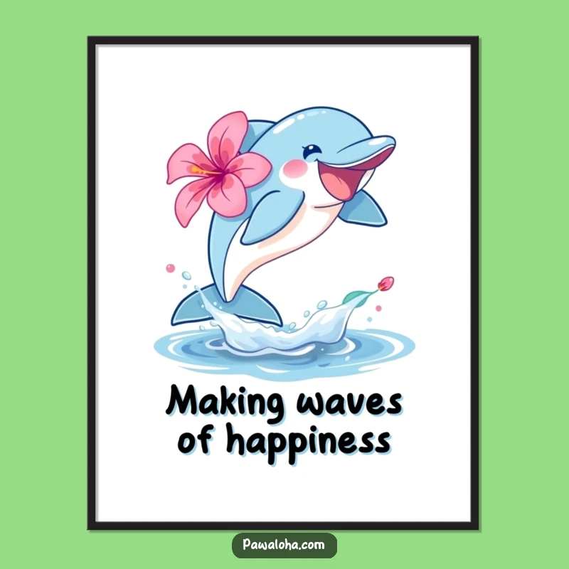 Dolphin Hibiscus Wall Art: Free Printable & Funny Downloadable Decor Gift