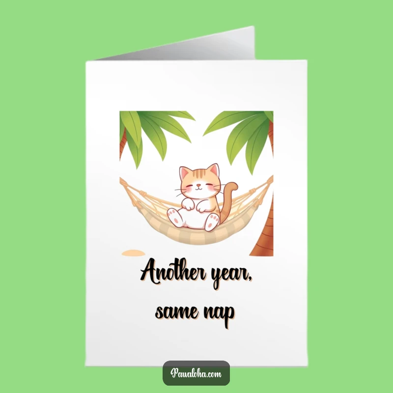 Purrfectly Relaxed: Free Printable Cat Birthday Card, Chill Download