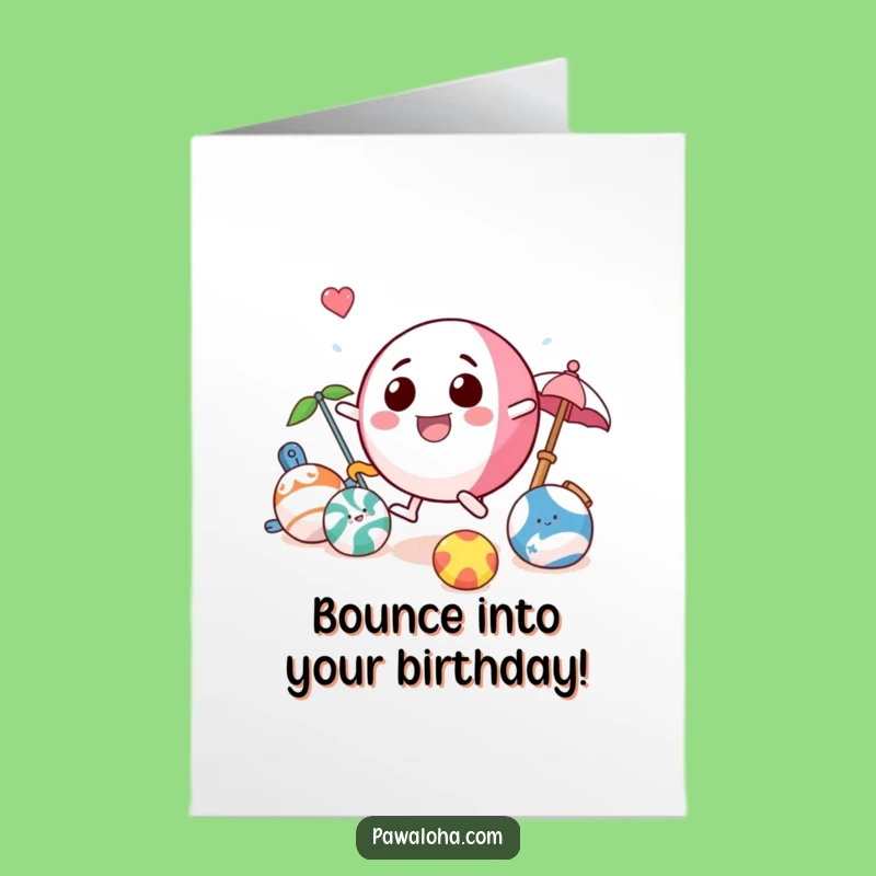 Free Printable Birthday Card: Bouncing Beach Ball, Funny Summer Fun, DIY Downloadable Gift!