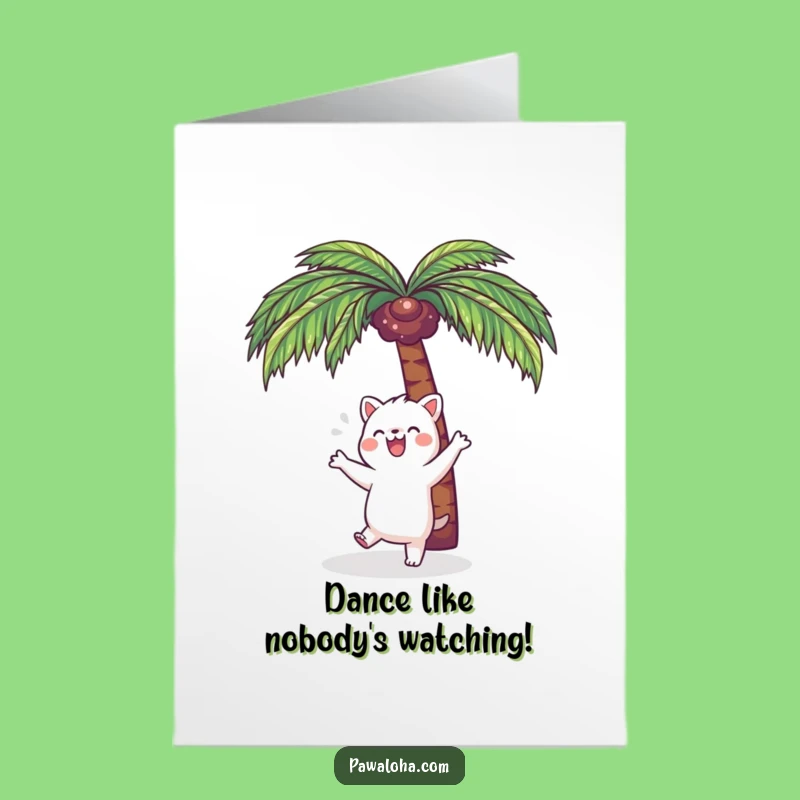Free Printable Birthday Card: Dancing Animal Palm Tree Joy Downloadable Gift